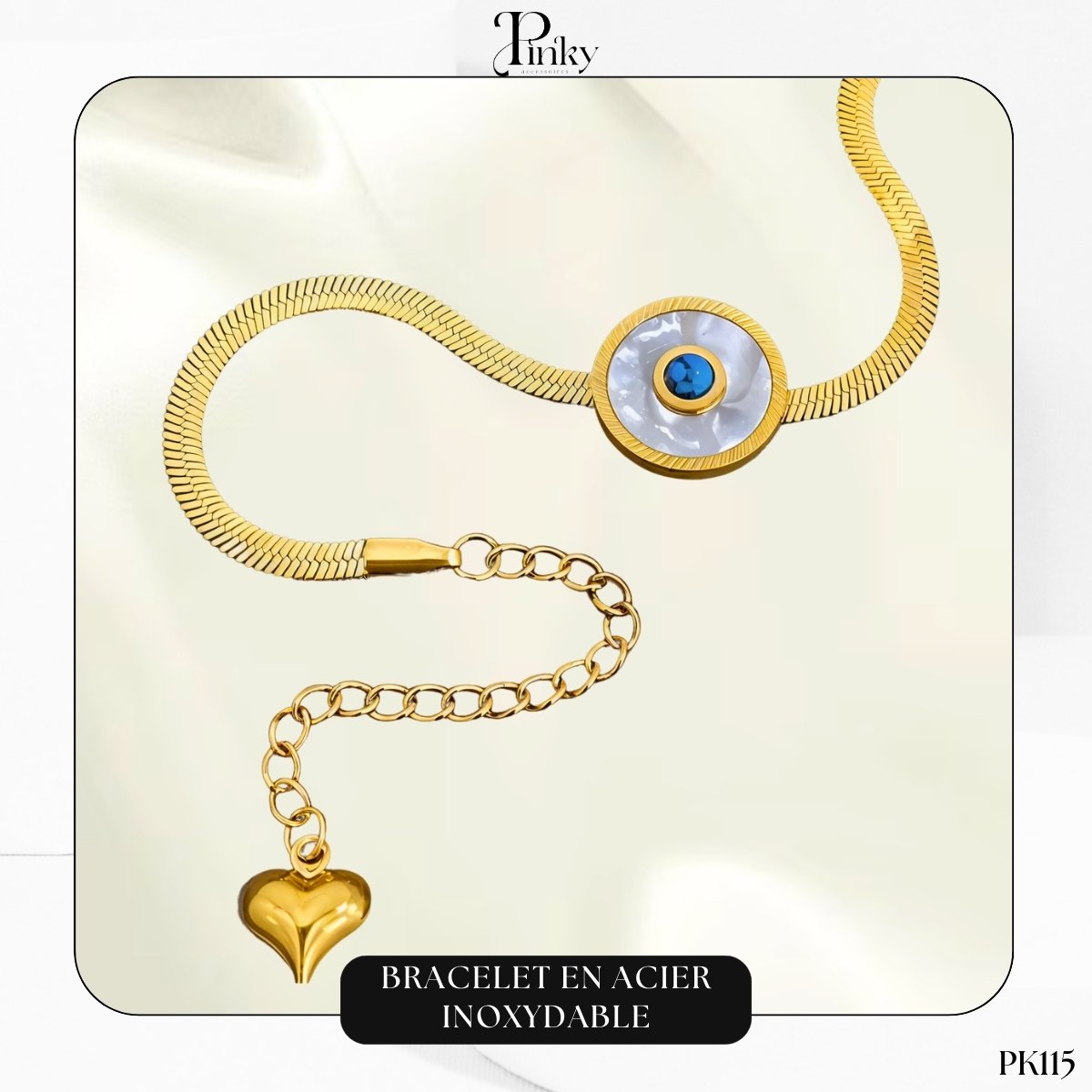 Bracelet en acier inoxydable avec œil de protection PK115 – Image 3