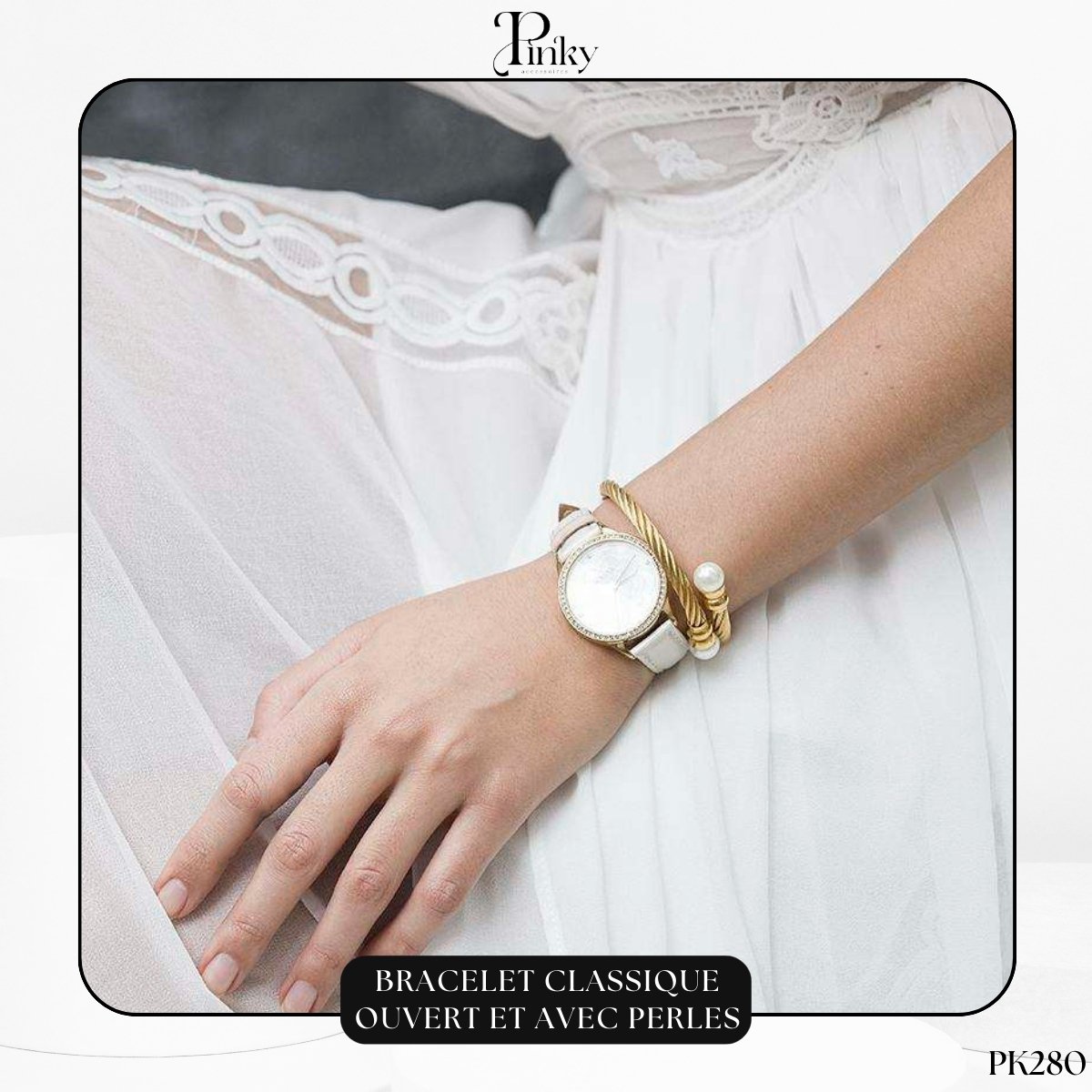 Bracelet classique ouvert et avec perles PK280 – Image 2
