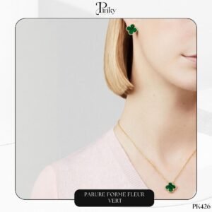 Parure Fleur Verte en Acier Inoxydable PK426
