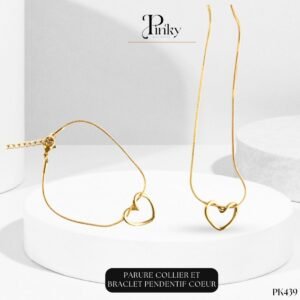 Parure collier et braclet pendentif coeur PK439