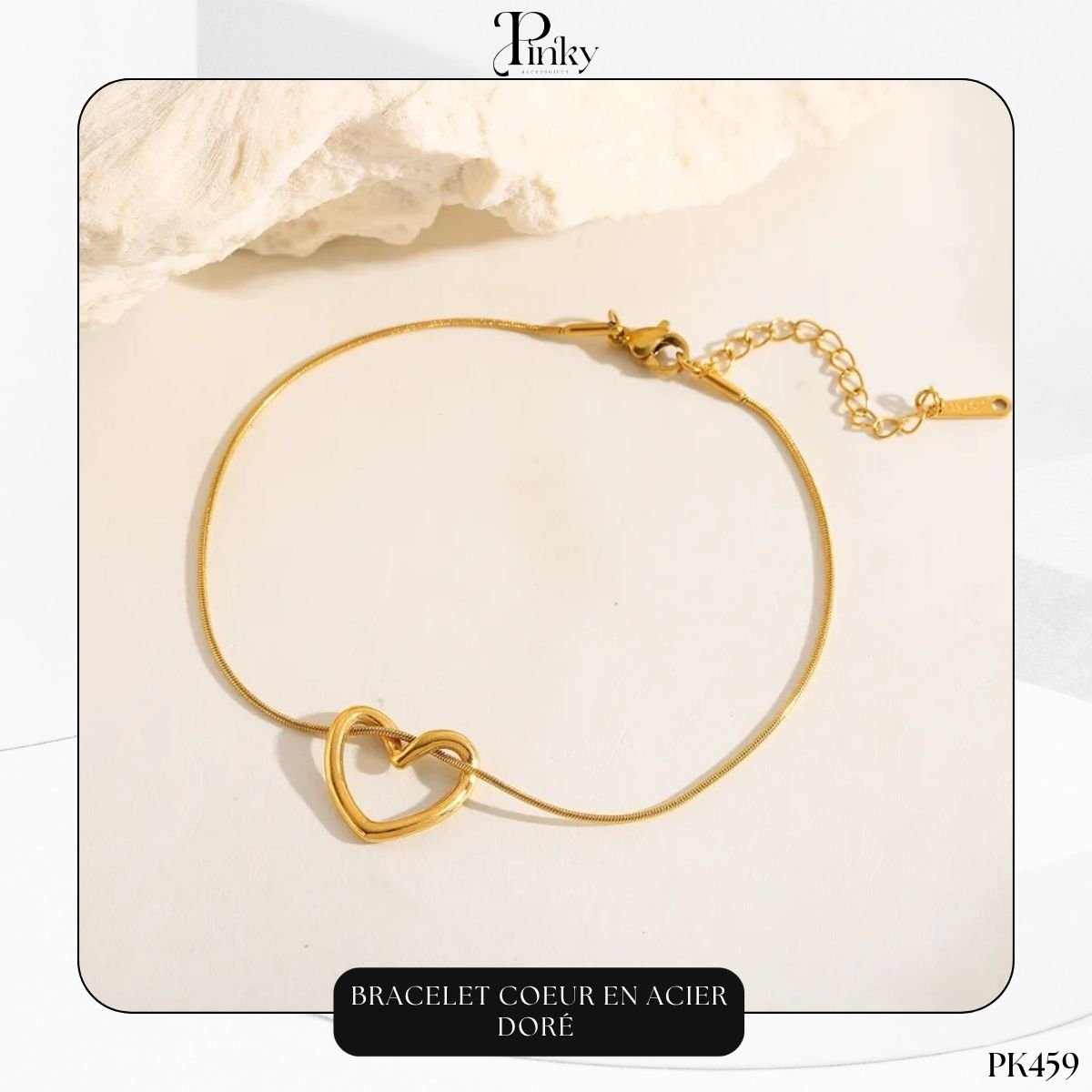 Bracelet cœur en Acier Doré PK459 – Image 2