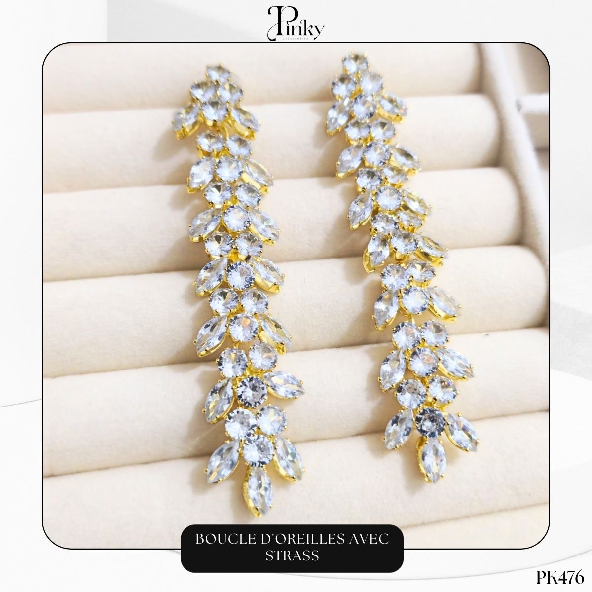 Boucle d'oreilles avec strass PK476 – Image 4