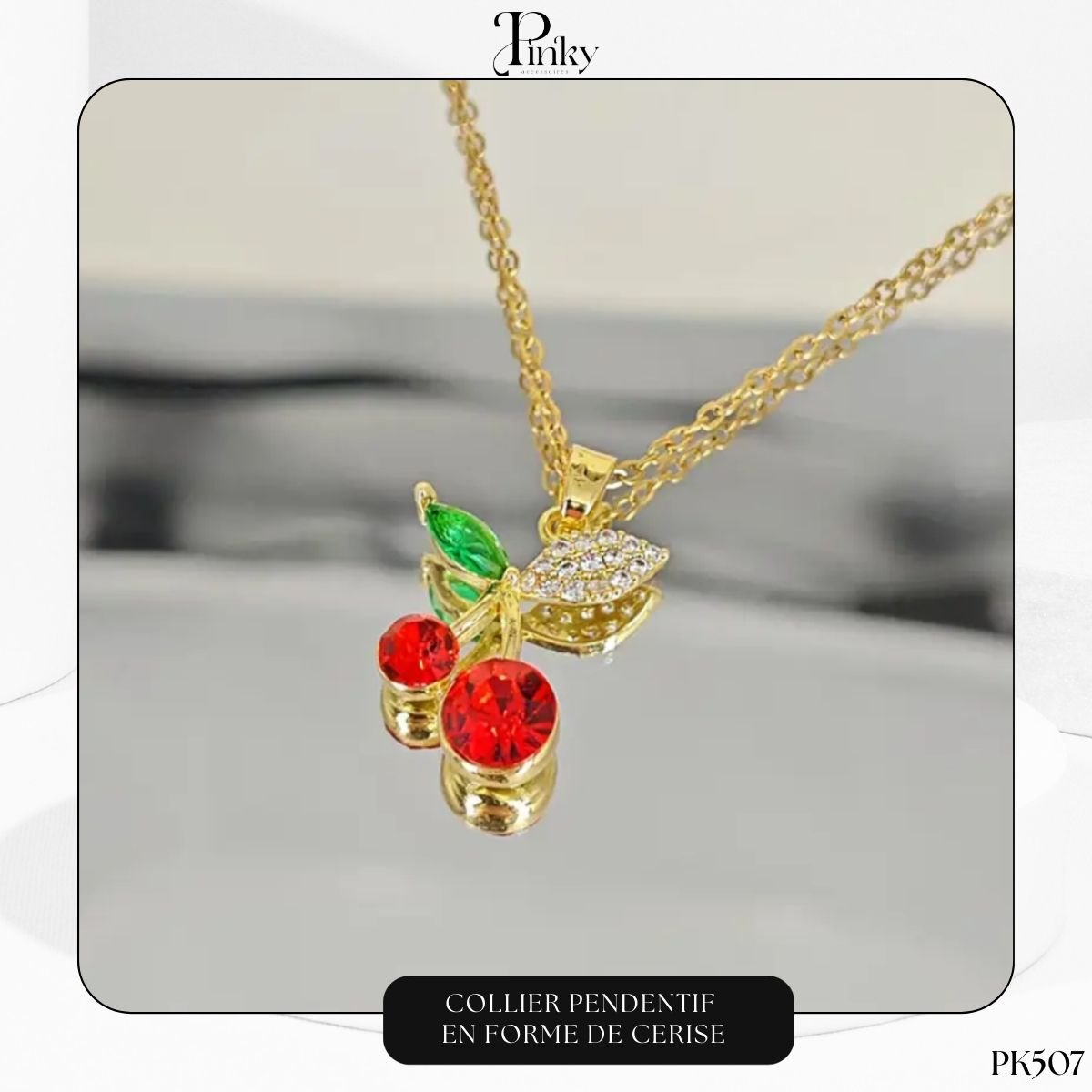 Collier Pendentif en Forme de cerise PK507 – Image 3