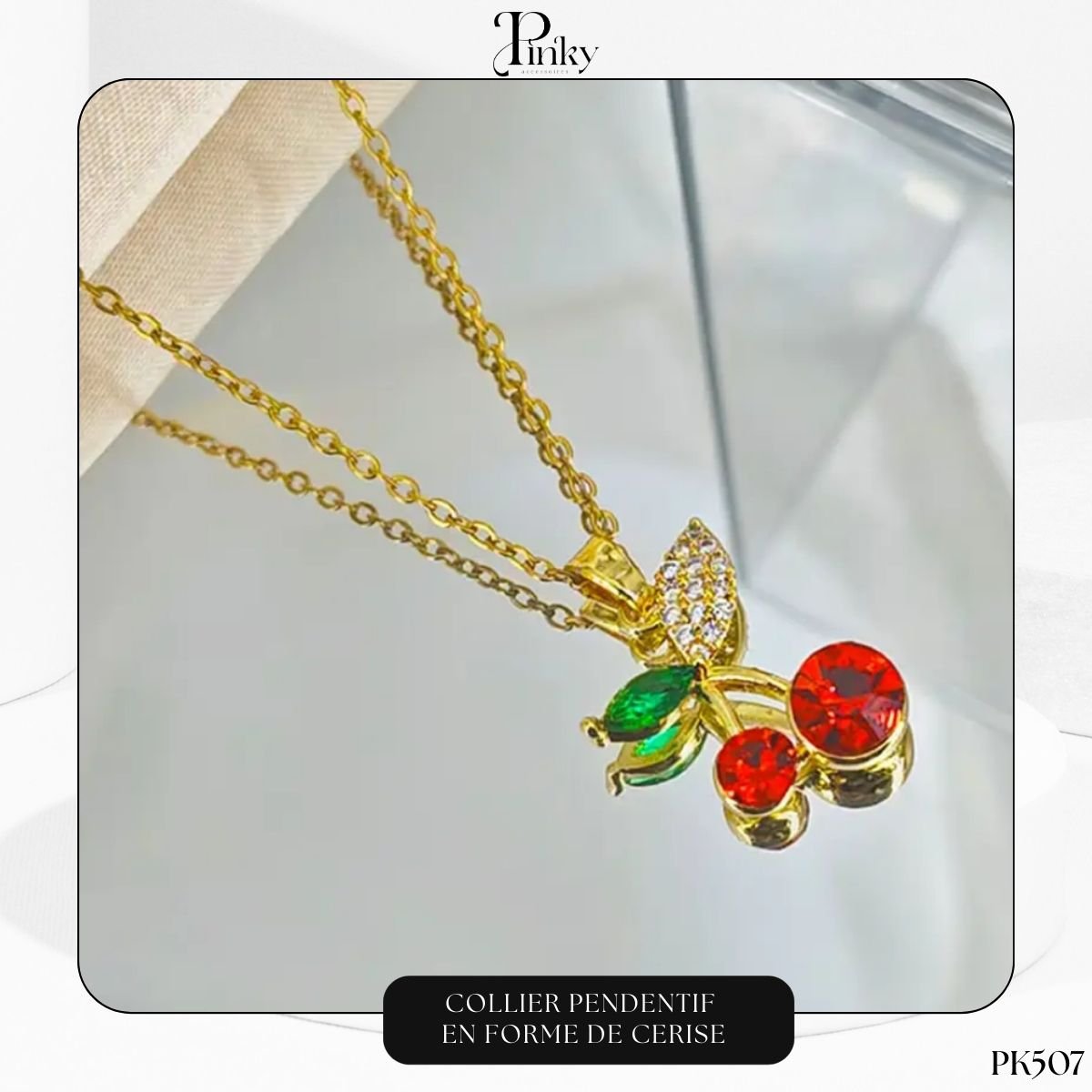 Collier Pendentif en Forme de cerise PK507 – Image 4