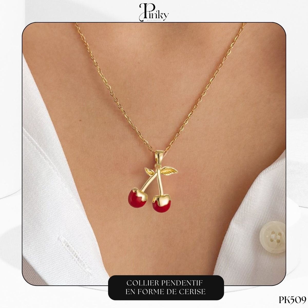 Collier Pendentif en Forme de cerise PK509 – Image 2