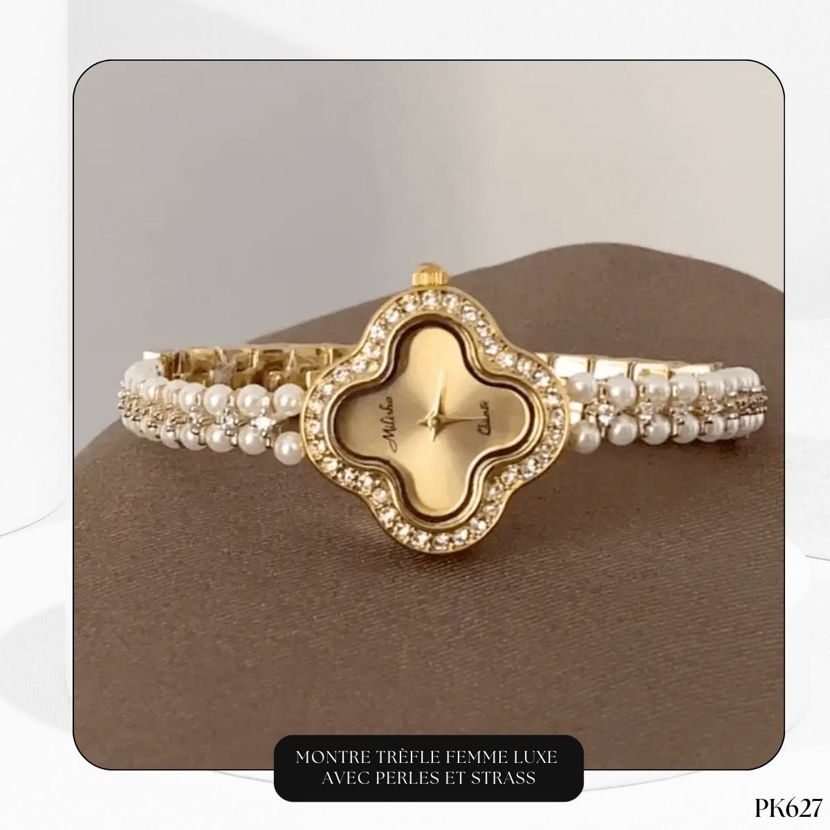 Montre Tr fle Femme Luxe Avec Perles Et Strass PK627 Pinky montre-tr-fle-femme-luxe-avec-perles-et-strass-pk627-pinky