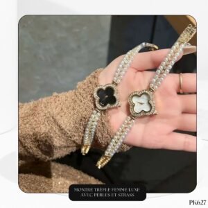 Montre Trèfle Femme Luxe Avec Perles et Strass PK627
