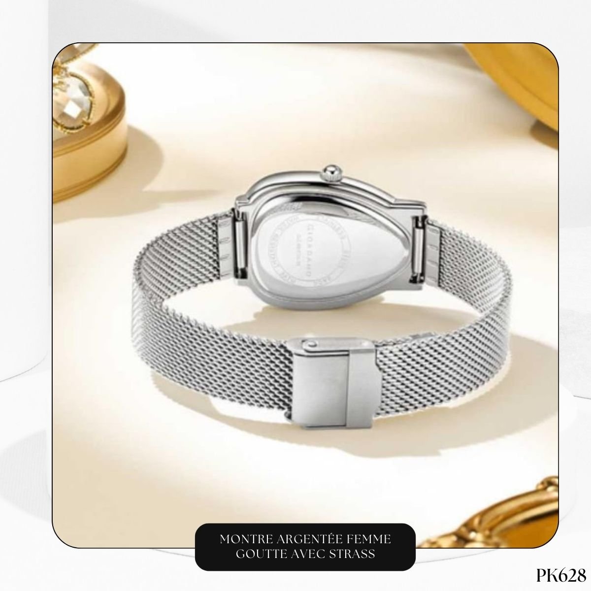 Montre Argentée Femme Goutte Avec Strass PK628 – Image 3