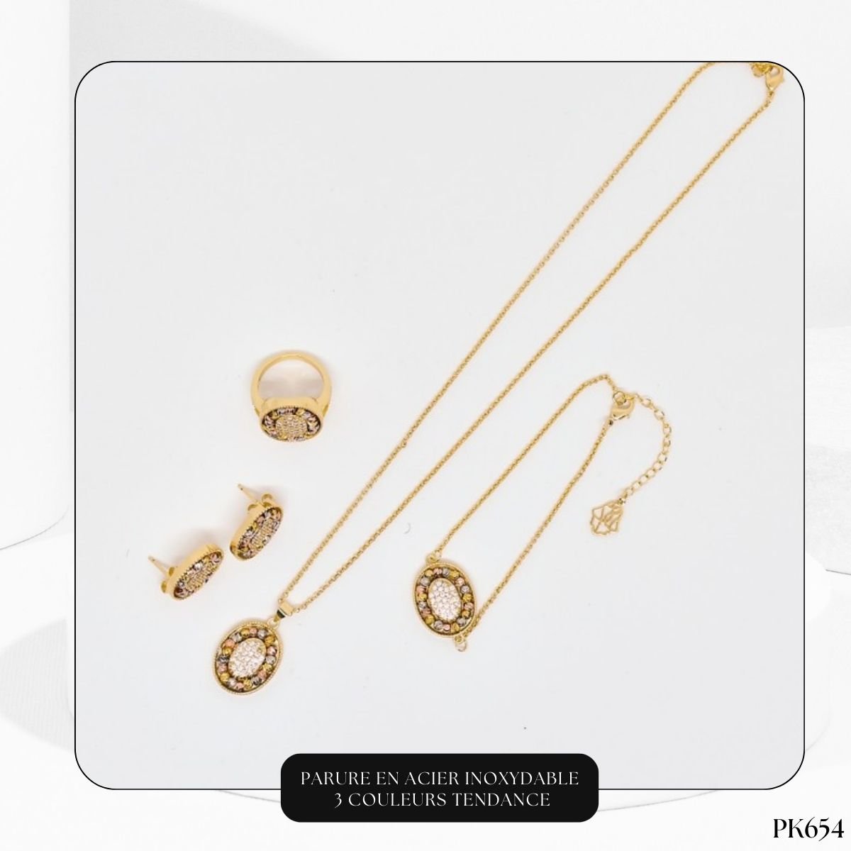 Parure En Acier Inoxydable 3 Couleurs Tendance PK654 – Image 3