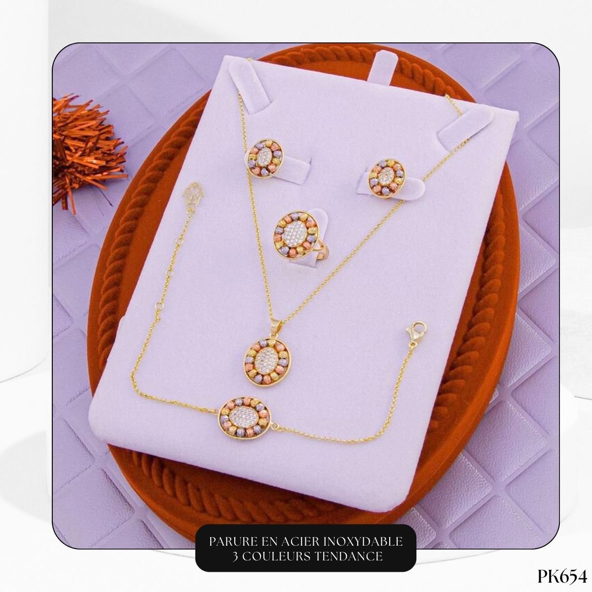 Parure En Acier Inoxydable 3 Couleurs Tendance PK654 – Image 4