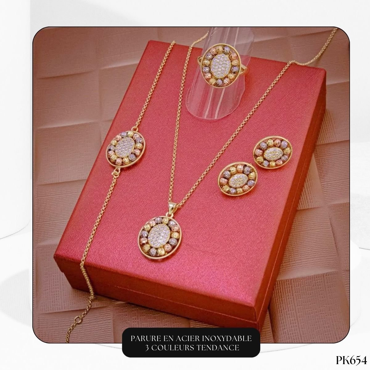 Parure En Acier Inoxydable 3 Couleurs Tendance PK654 – Image 2