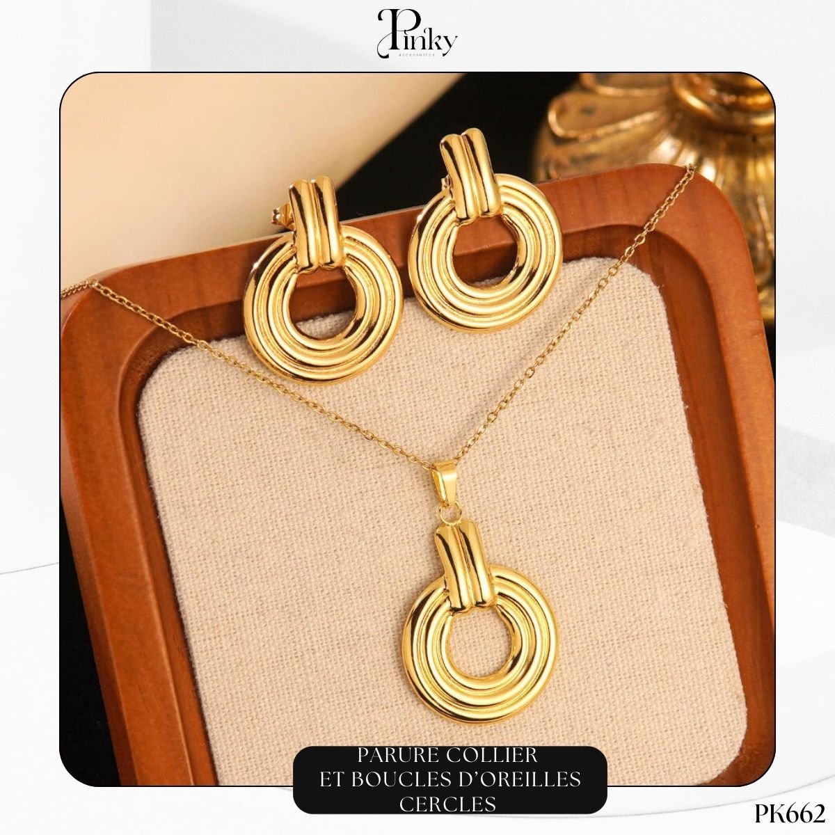 Parure Collier et Boucles d’Oreilles Cercles PK662 – Image 2