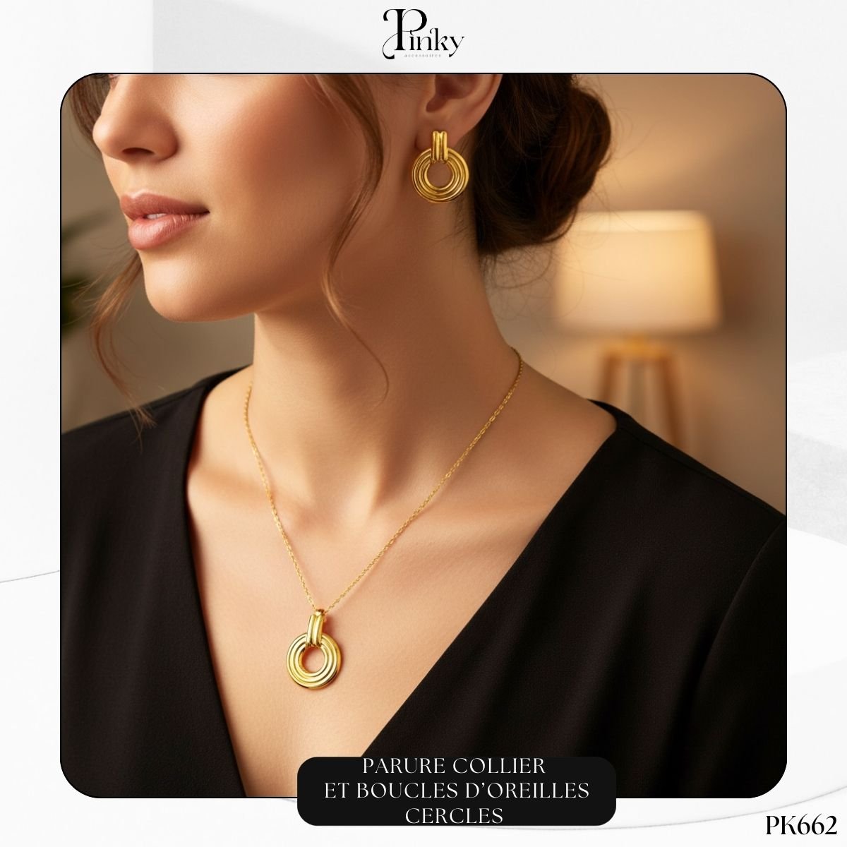 Parure Collier et Boucles d’Oreilles Cercles PK662