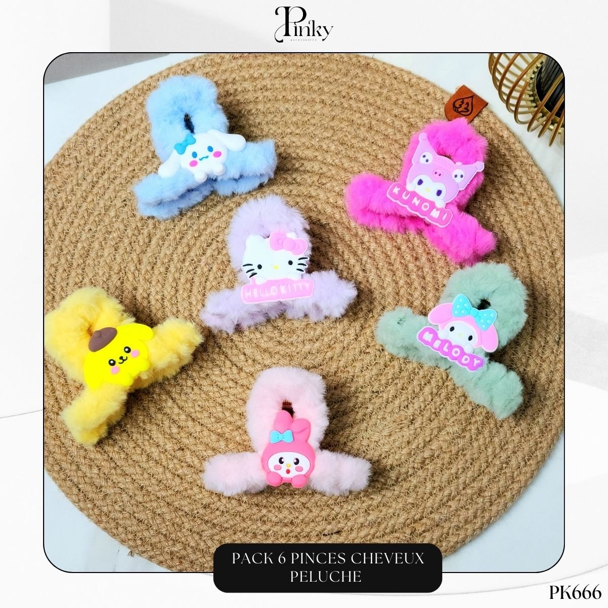 Pack 6 Pinces Cheveux Peluche PK666 – Image 2