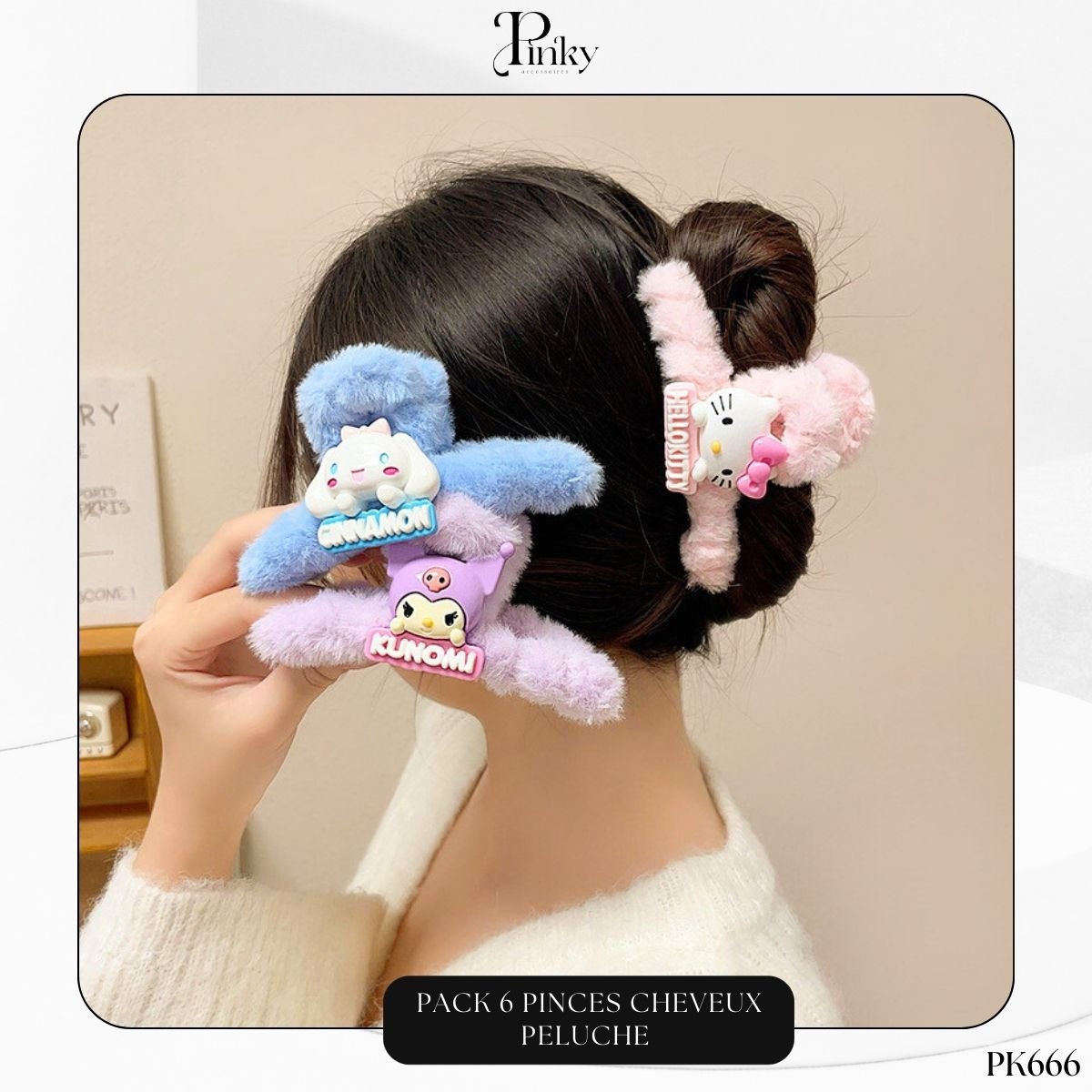 Pack 6 Pinces Cheveux Peluche PK666