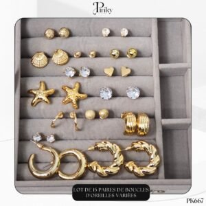 Lot de 15 Paires de Boucles d'Oreilles Variées PK667