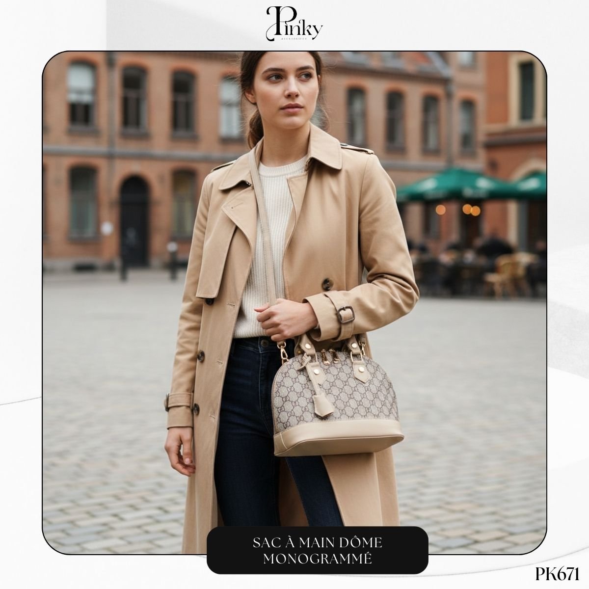 Sac à Main Dôme Motif Monogrammé PK671 – Image 3