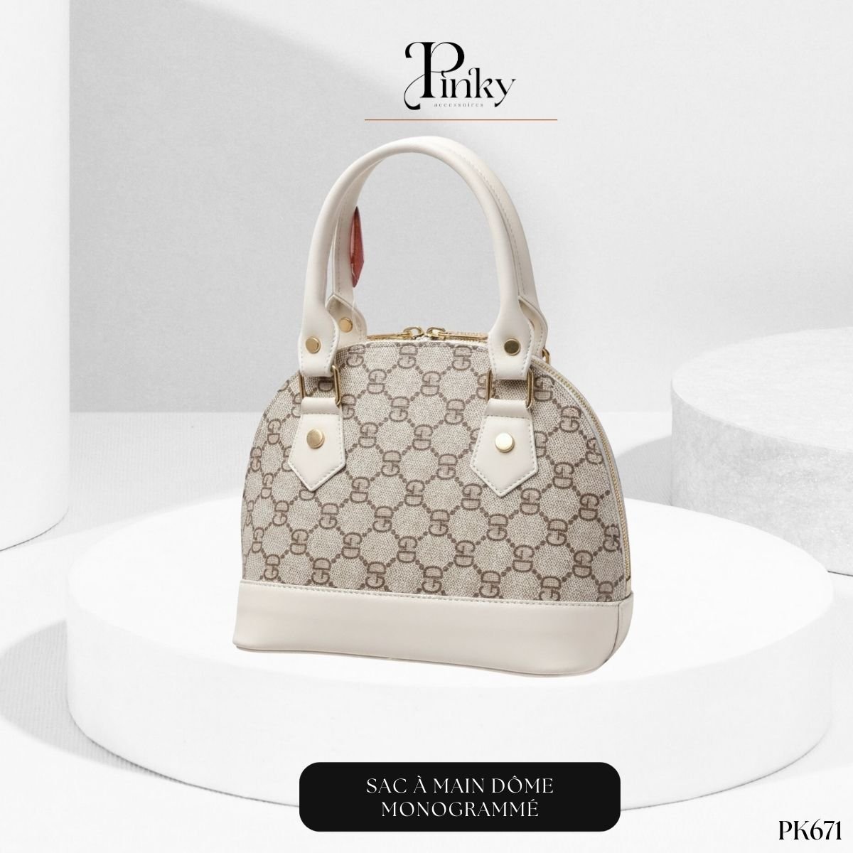 Sac à Main Dôme Motif Monogrammé PK671 – Image 4