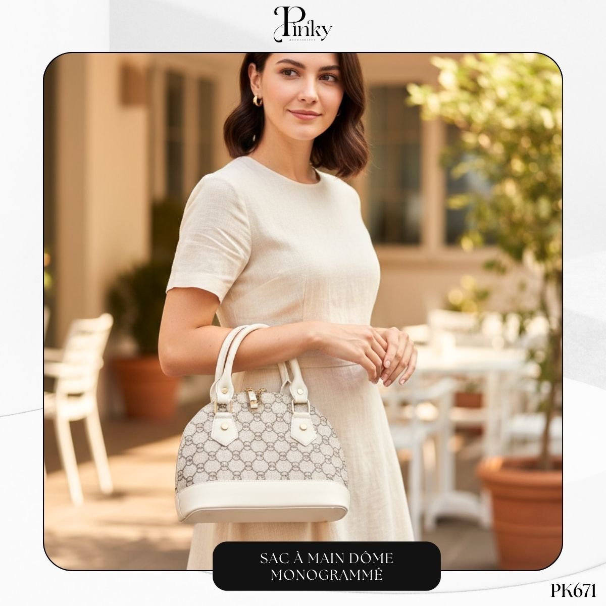 Sac à Main Dôme Motif Monogrammé PK671 – Image 2