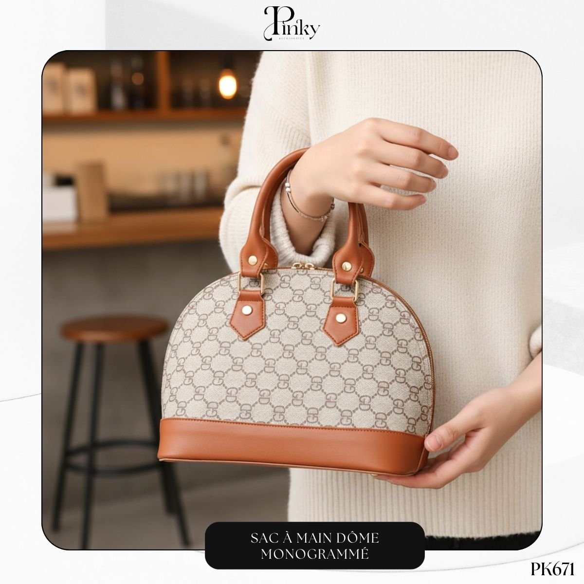Sac à Main Dôme Motif Monogrammé PK671