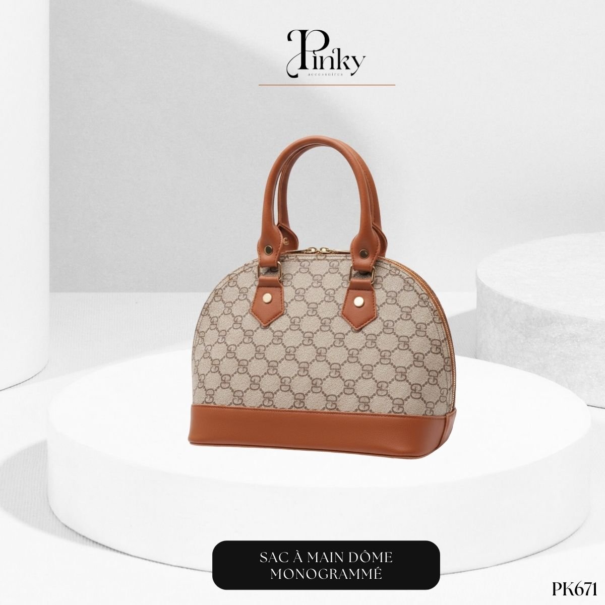 Sac à Main Dôme Motif Monogrammé PK671 – Image 5