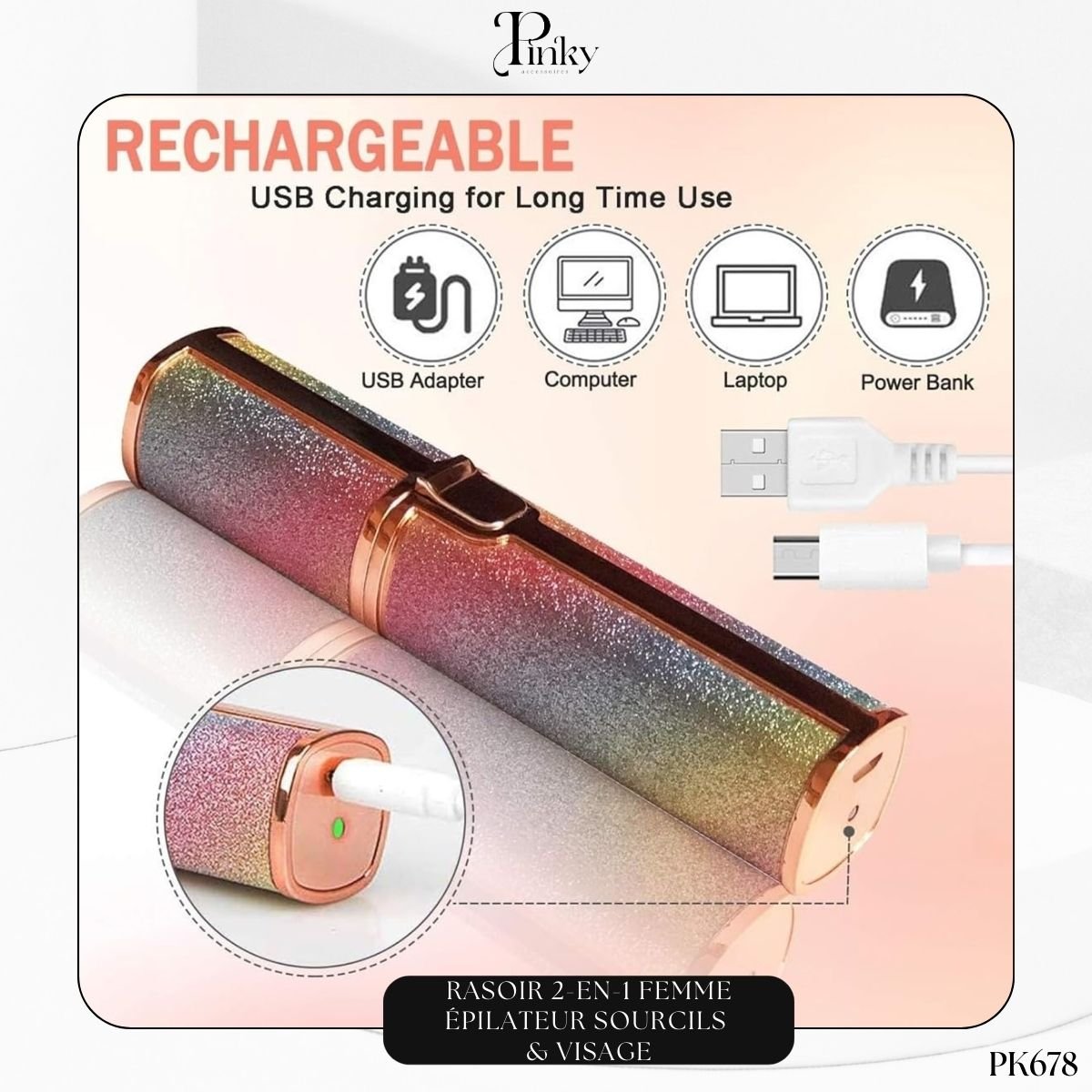 Rasoir 2-en-1 Épilateur Sourcils & Visage PK678 – Image 3