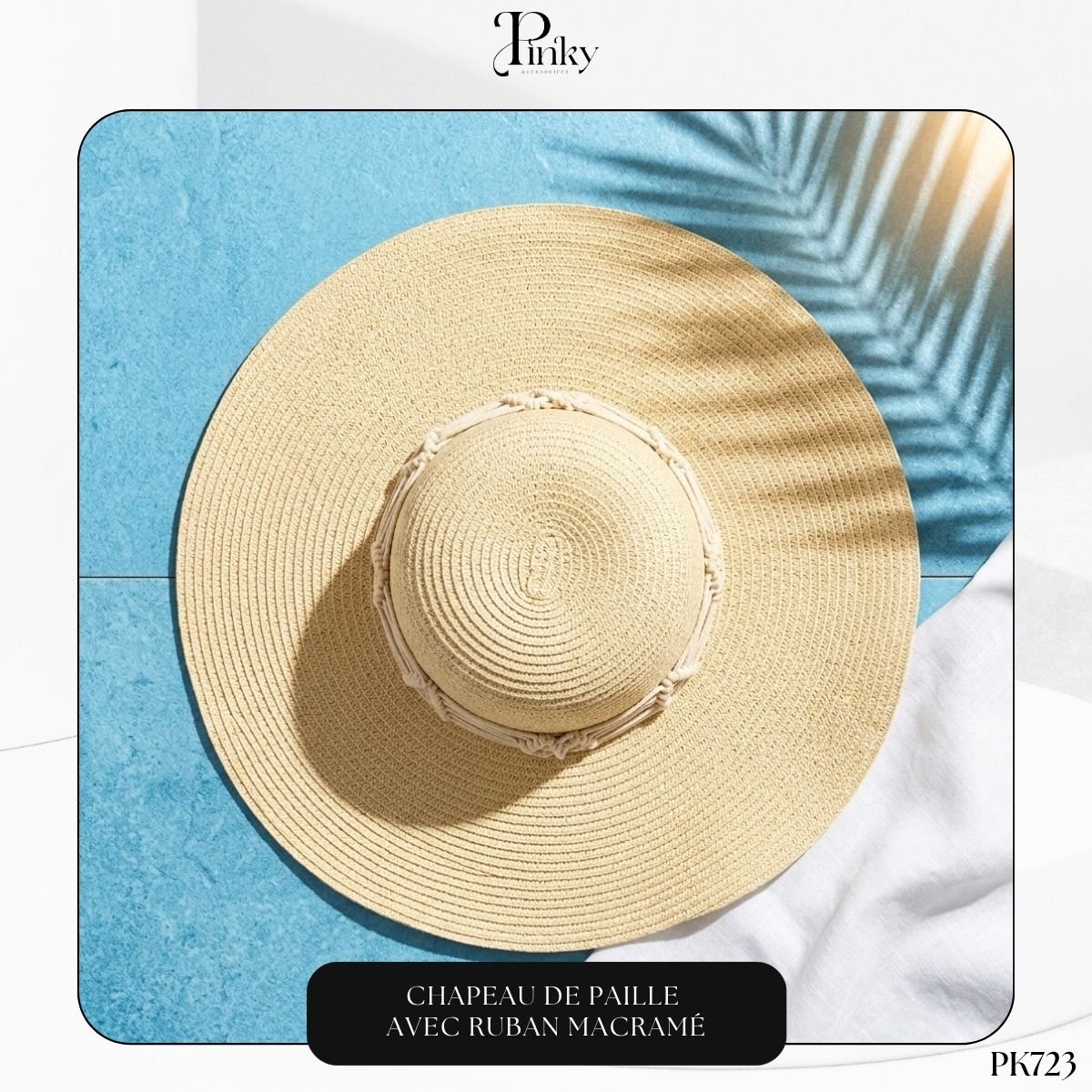 Chapeau de Paille avec Ruban Macramé PK723 – Image 2