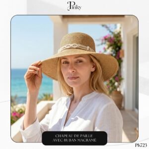 Chapeau de Paille avec Ruban Macramé PK723