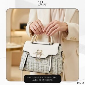 Sac à Main en Tweed Chic avec Bijou Cygne PK732