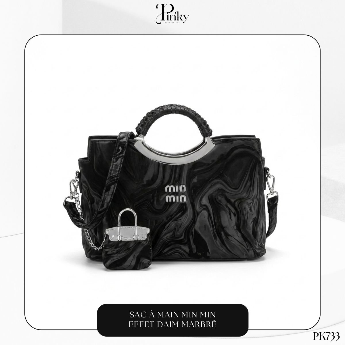 Sac à Main min min Effet Daim Marbré PK733 – Image 4