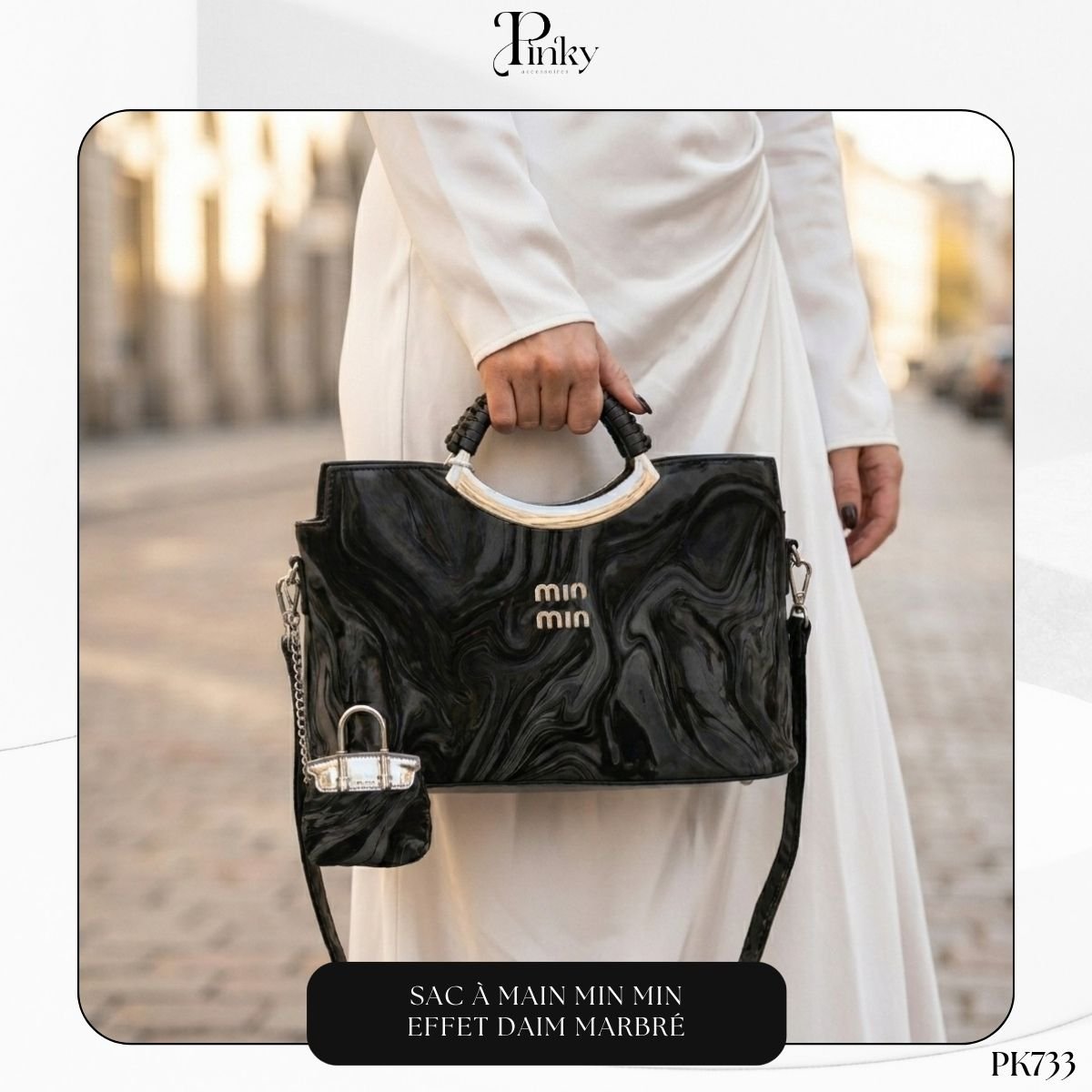Sac à Main min min Effet Daim Marbré PK733 – Image 3