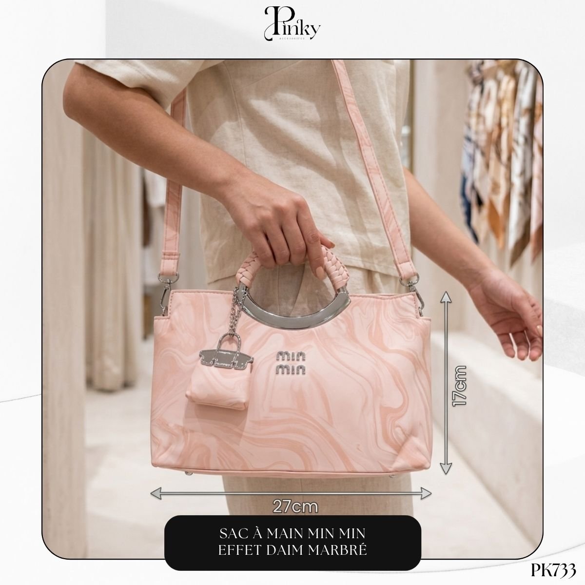 Sac à Main min min Effet Daim Marbré PK733 – Image 2