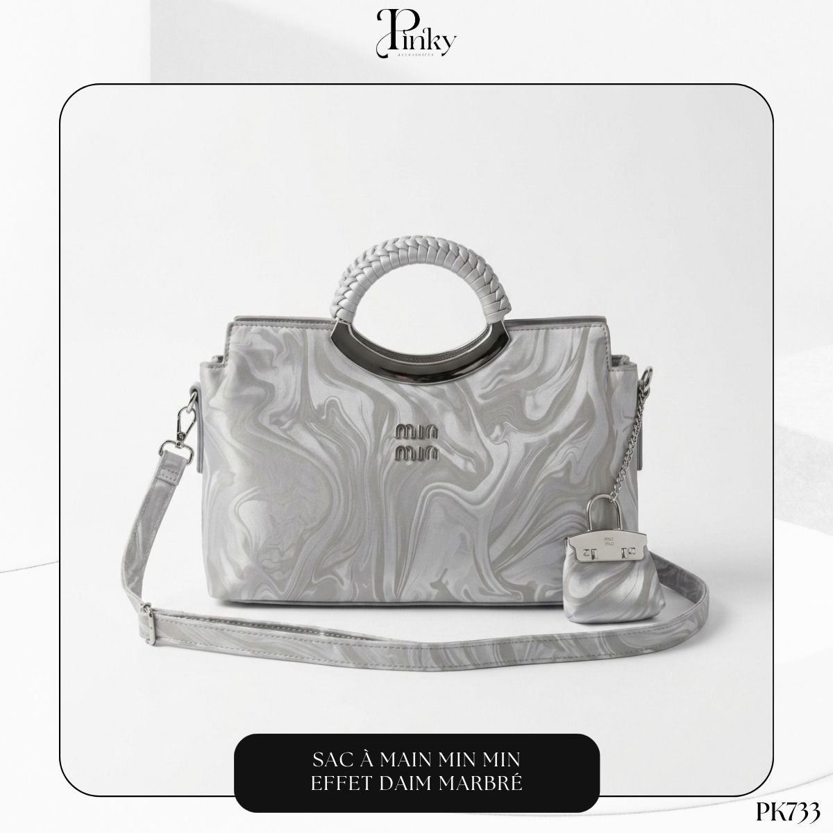Sac à Main min min Effet Daim Marbré PK733 – Image 6