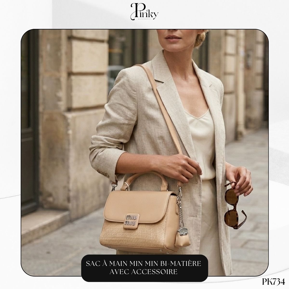Sac à Main min min Bi-Matière avec Accessoire PK734 – Image 6