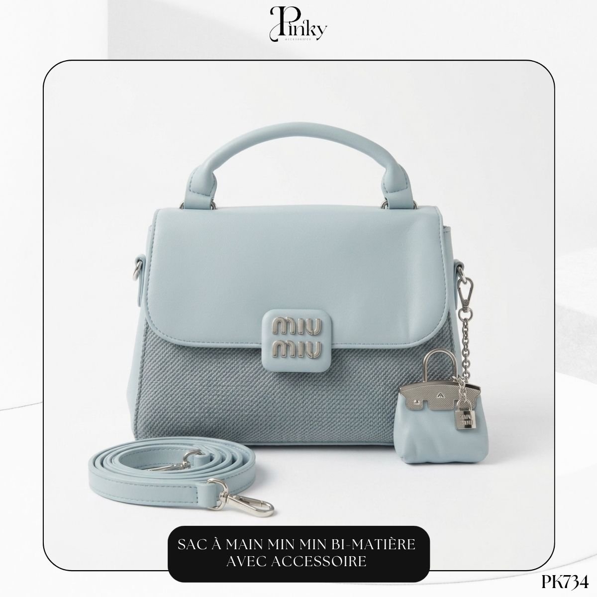Sac à Main min min Bi-Matière avec Accessoire PK734 – Image 4
